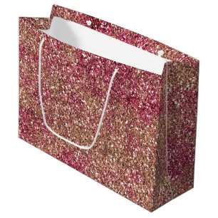 Grand Sac Cadeau Parties scintillant Ombre de bronze rose