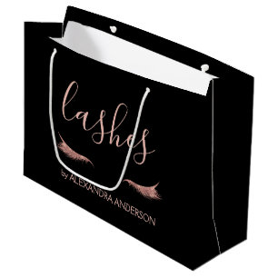 Grand Sac Cadeau Parties scintillant or rose et cils étincelants