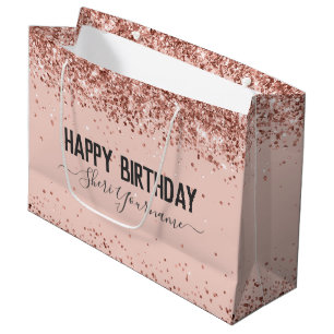 Grand Sac Cadeau Parties scintillant or Rose fille Anniversaire Cad