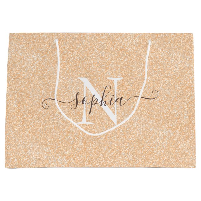 Grand Sac Cadeau Parties scintillant rose crème pâle Customisée (Devant)