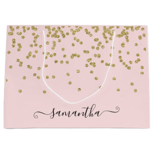 Grand Sac Cadeau Parties scintillant rose et or