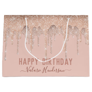 Grand Sac Cadeau Parties scintillant rose gouttes heureux Anniversa