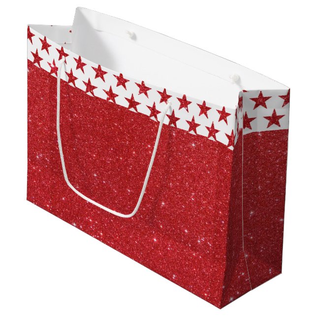 Grand sac cadeau parties scintillant rouge (Devant Angle)