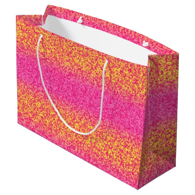 Grand Sac Cadeau Parties scintillant, Sac-CADEAU rose-Jaune L (Dos Angle)