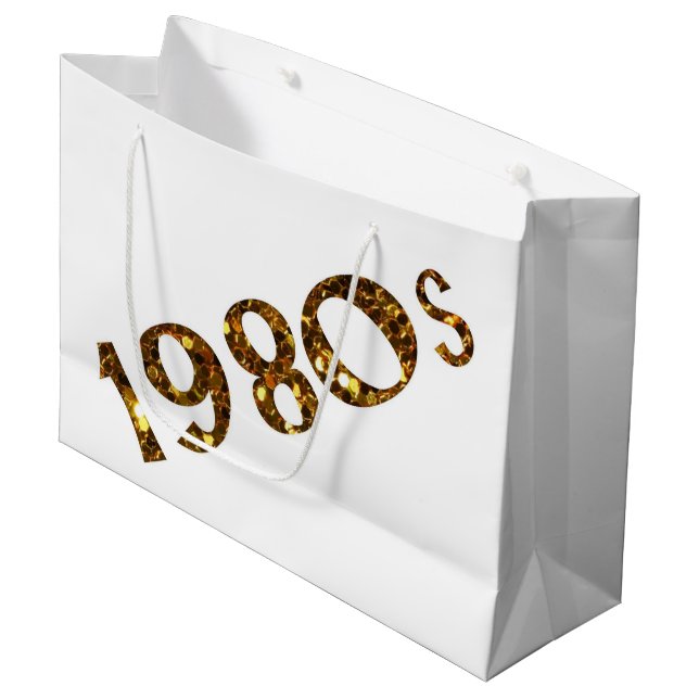 Grand Sac Cadeau parties scintillantes d'or de nostalgie des années (Devant Angle)