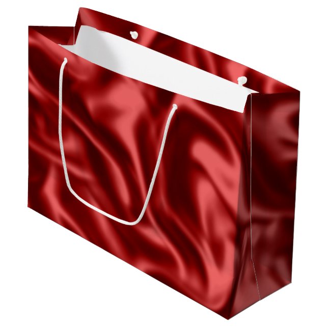 Grand Sac Cadeau Passion Red Faux Satin Mariage (Devant Angle)