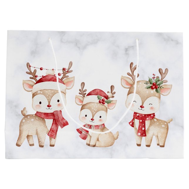 Grand Sac Cadeau Pastel Christian Christmas Reindeer Gift Bag (Dos)