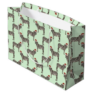 Grand Sac Cadeau Pastel Christmas Safari Animaux Mint Zebra