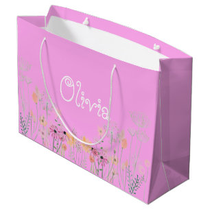 Grand Sac Cadeau Pastel Pink Floral Baby shower Cadeau