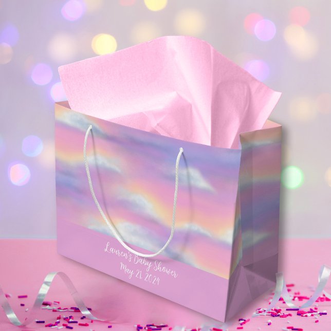 Grand Sac Cadeau Pastel Rainbow Sky Baby shower (Créateur téléchargé)