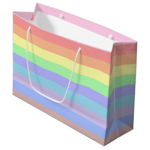 Grand Sac Cadeau Pastel Rainbow Stripes Cadeau