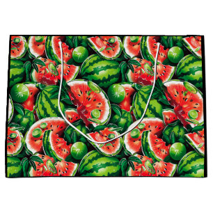 Grand Sac Cadeau pastèques, chaux, feuilles de pastèque, petite cha