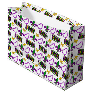 GRAND SAC CADEAU PÂTES BLANCHES PURPLE VERT MARDI GRAS