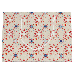Grand Sac Cadeau Patriotique Rouge Bleu Bleu Noël Snowflake Cadeau