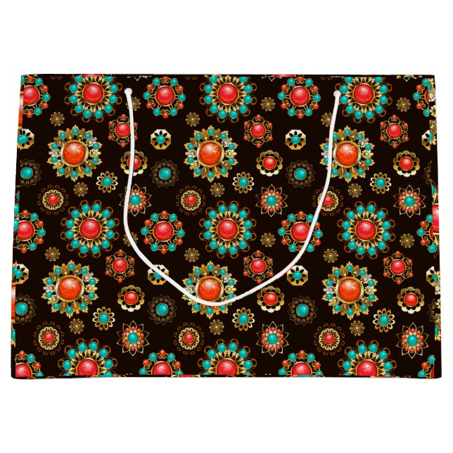 Grand Sac Cadeau Pattern de Ethnic Brooches Seamless (Devant)