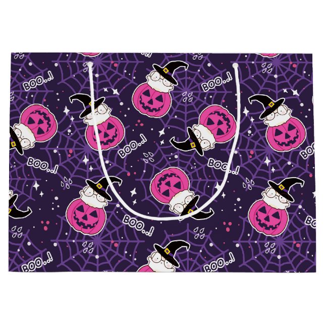 Grand Sac Cadeau Patters de Cute Cats et Pumkins (Devant)