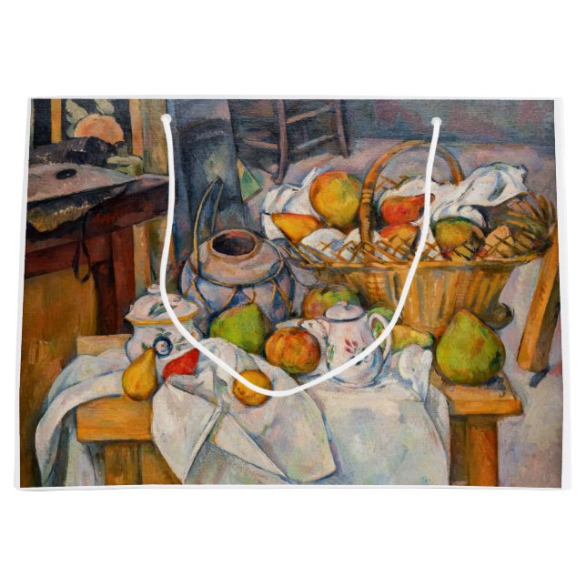 Grand Sac Cadeau Paul Cezanne - La vie morte avec panier (Devant)