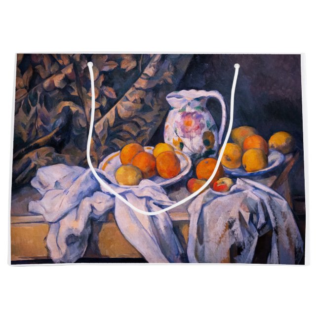 Grand Sac Cadeau Paul Cezanne - La vie morte avec un rideau (Devant)