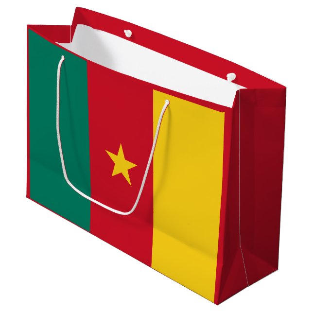 Grand Sac Cadeau Pavillon Cameroun patriotique Grand Cadeau (Devant Angle)