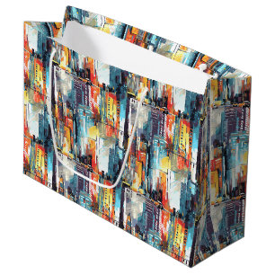 Grand Sac Cadeau Paysage urbain cyberpunk abstrait (2)