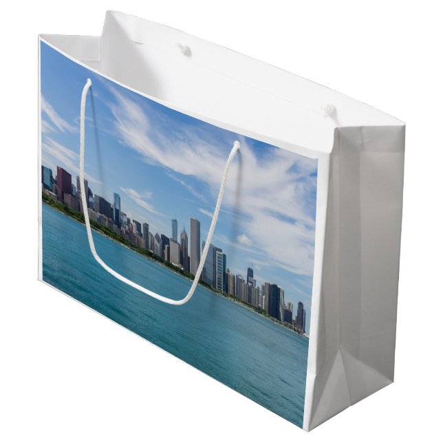 Grand Sac Cadeau Paysage urbain de jour de Chicago (Devant Angle)