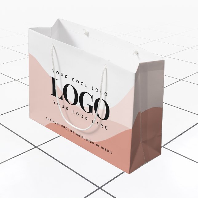 Grand Sac Cadeau Peach & Pink Boho Ajouter une entreprise Logo Mode (Créateur téléchargé)