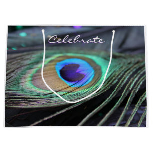 Grand Sac Cadeau Peacock Feather Customisée Party Fourre-tout Cade