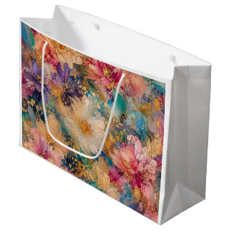 Grand Sac Cadeau Peinture à l'huile abstraite impressionniste flora