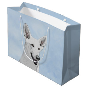 Grand Sac Cadeau Peinture de berger blanc - jolie art original de c