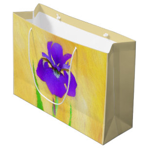 Grand Sac Cadeau Peinture Iris à pois pourpre - Chien original mign