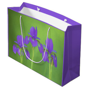Grand Sac Cadeau Peinture Iris Violet - Art Fleur Originale