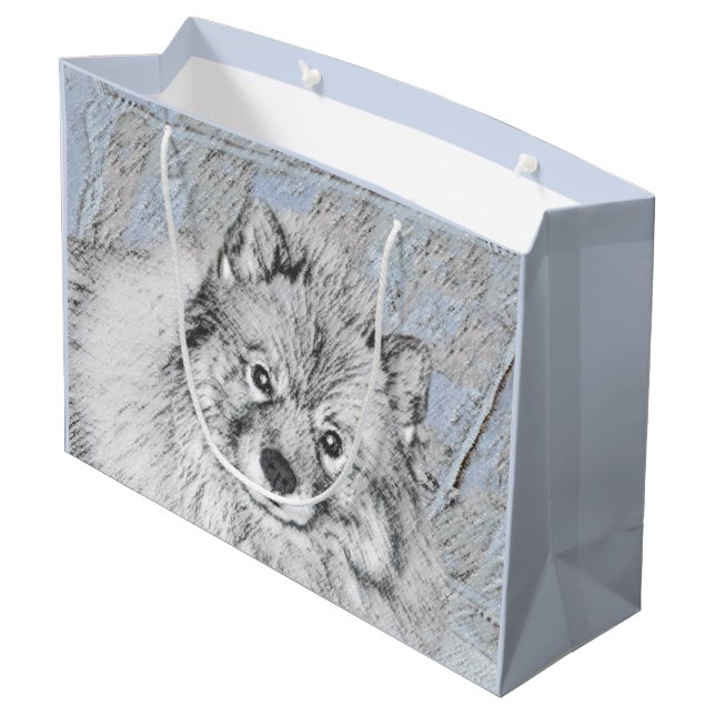 Grand Sac Cadeau Peinture Keeshond Beth - Joli art original chien (Dos Angle)