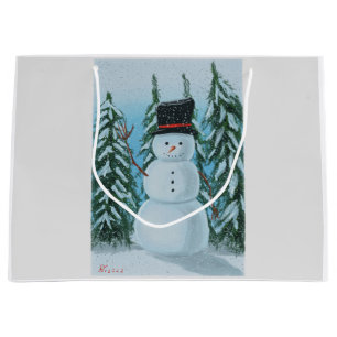Grand Sac Cadeau Peinture numérique Snowman