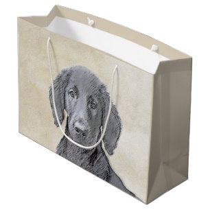 Grand Sac Cadeau Peinture Retriever à revêtement plat - Art Chien o