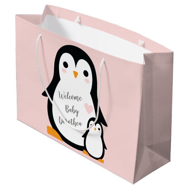 Grand Sac Cadeau Penguin thème Baby shower mignonne (Dos Angle)