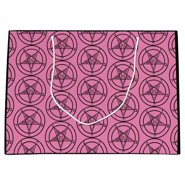 Grand Sac Cadeau Pentagramme rose Baphomet (Devant)