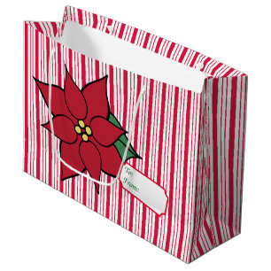 Grand Sac Cadeau Peppermenthe Christmas Poinsettia Cadeau Bag