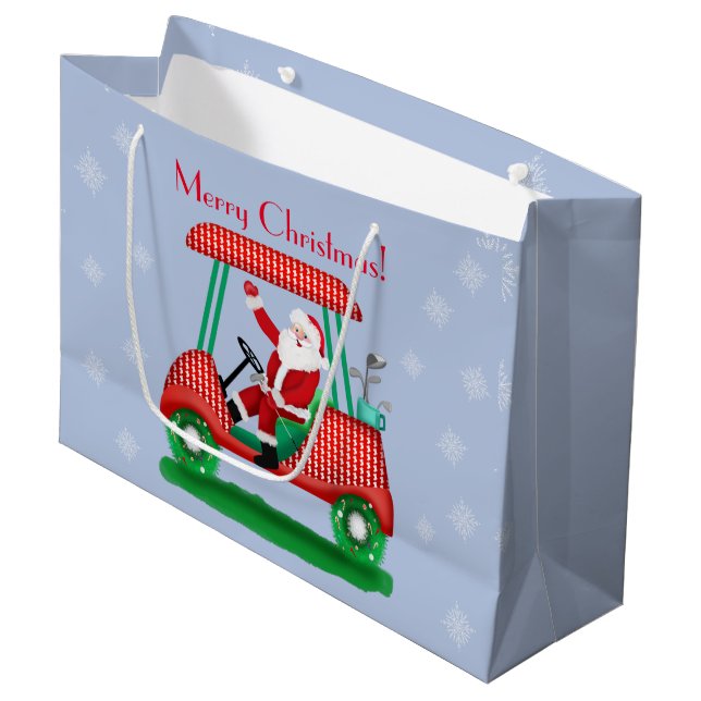 Grand Sac Cadeau Père Noël In Golf Panier Joyeux Noël ! (Devant Angle)