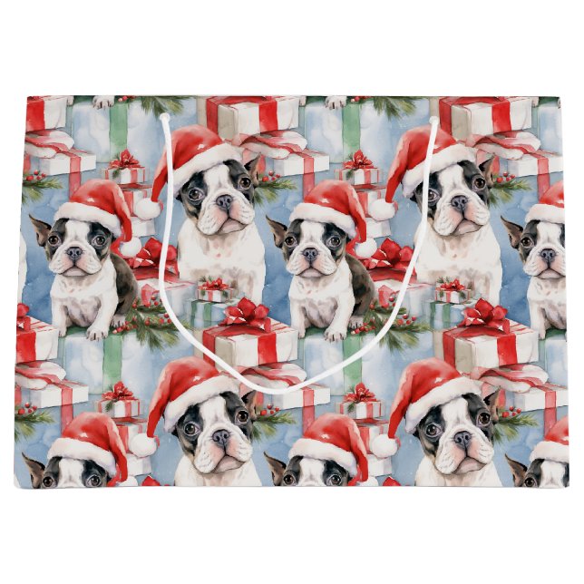 Grand Sac Cadeau Père Noël Paws Christmas Wrap Frenchie Edition (Devant)
