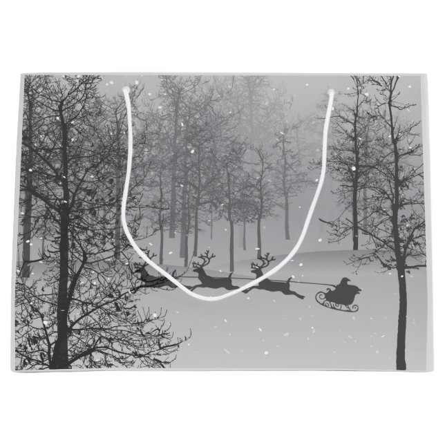 Grand Sac Cadeau Père Noël Sleigh Ride sur un (Devant)