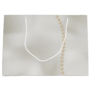 Grand Sac Cadeau Perles White Luxe