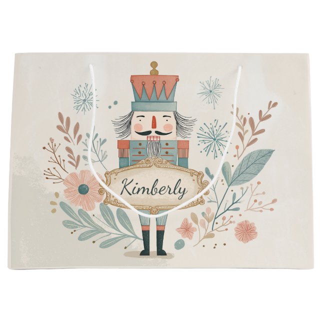Grand Sac Cadeau Personalized Pastel Nutcracker Christmas (Devant)