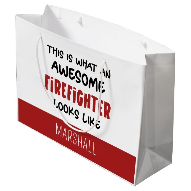 Grand Sac Cadeau Personnalisé Awesome Firefighter Funny Firefighter (Dos Angle)