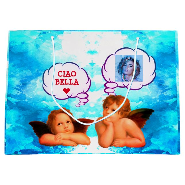 Grand Sac Cadeau Personnalisé CIAO BELLA Cherub Angels (Devant)