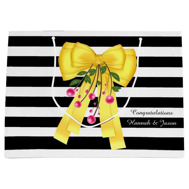Grand sac cadeau personnalisé de la boîte jaune (Devant)