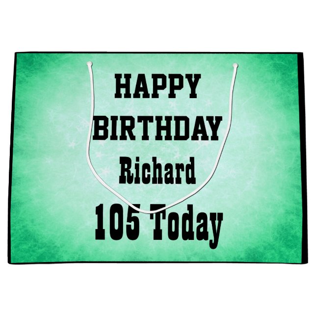 Grand Sac Cadeau Personnalisé Happy 105th Birthday design (Devant)