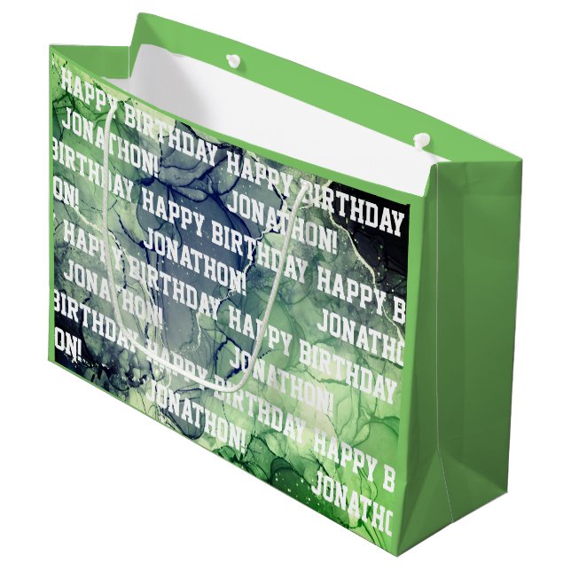 Grand Sac Cadeau Personnalisé Nom Joyeux Anniversaire Masculine Ver (Devant Angle)