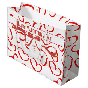 Grand Sac Cadeau Personnalisez : Coeurs de Valentines et arc