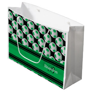 Grand Sac Cadeau Personnalisez les ballons de football verts
