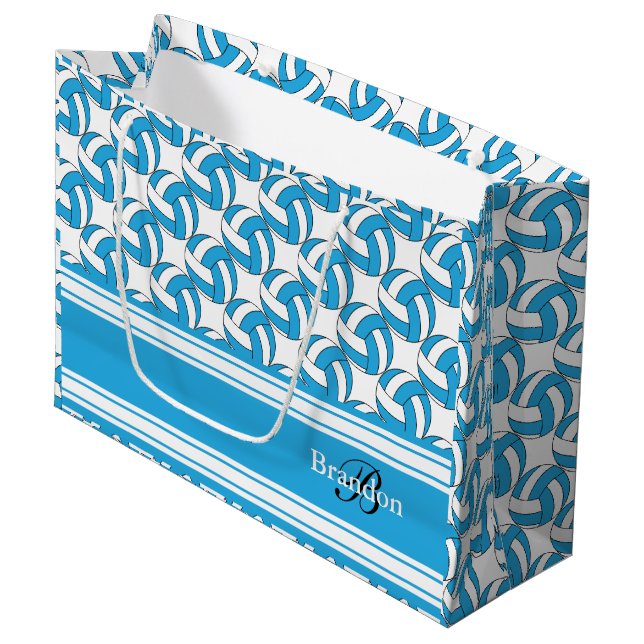 Grand Sac Cadeau Personnalisez les volleyballs de bleus layette (Devant Angle)